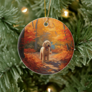 Goldendoodle im Herbst Leaves Fall Inspiriert Keramik Ornament