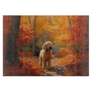 Goldendoodle im Herbst Leaves Fall Inspiriert Schneidebrett