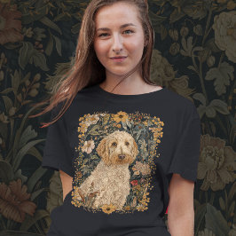 Goldendoodle im Vintagen William Morris Garden T-Shirt