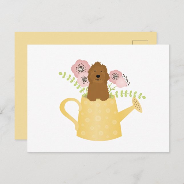 Goldendoodle im Wasser kann gelb sein Postkarte (Vorne/Hinten)