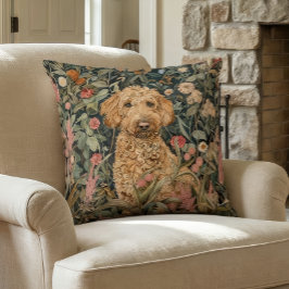 Goldendoodle im William Morris Stil Kissen