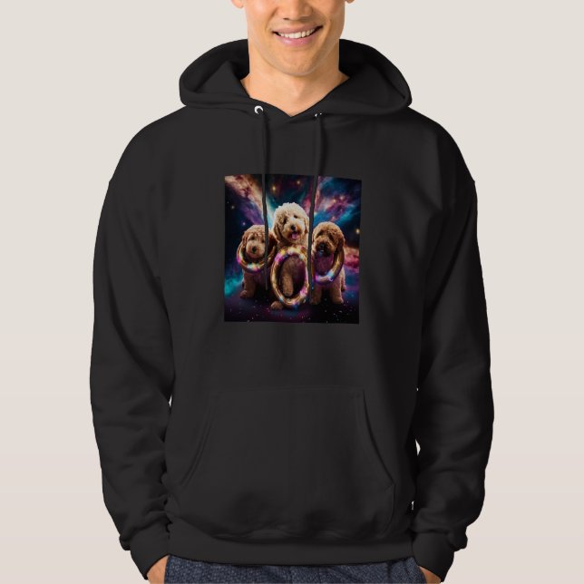 Goldendoodle In Space With Donuts Cute Doodle Boys Hoodie (Vorderseite)