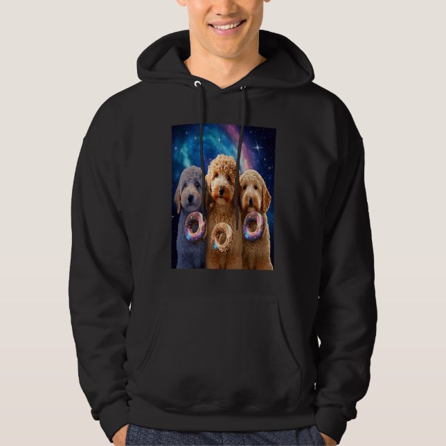 Goldendoodle In Space With Donuts Cute Doodle Boys Hoodie (Vorderseite)
