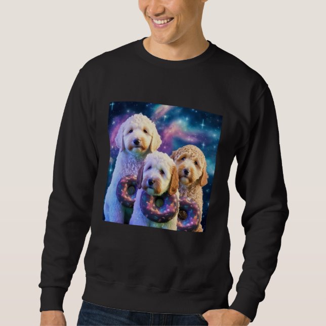 Goldendoodle In Space With Donuts Cute Doodle Boys Sweatshirt (Vorderseite)