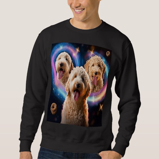Goldendoodle In Space With Donuts Cute Doodle Boys Sweatshirt (Vorderseite)