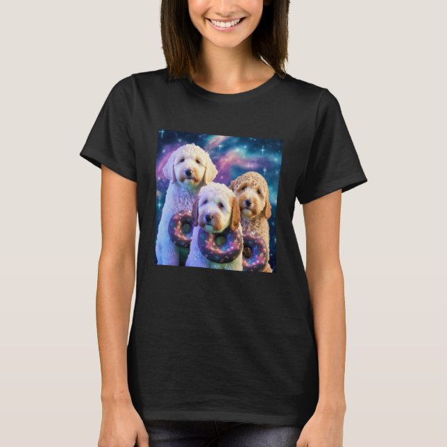 Goldendoodle In Space With Donuts Cute Doodle Boys T-Shirt (Vorderseite)