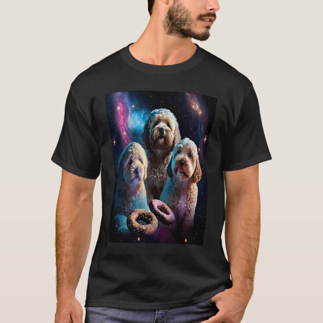 Goldendoodle In Space With Donuts Cute Doodle Boys T-Shirt (Vorderseite)