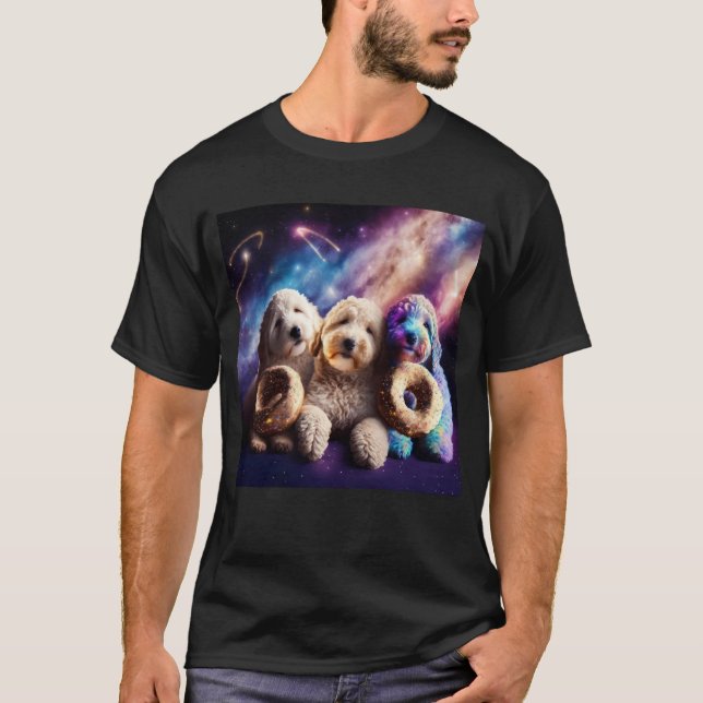 Goldendoodle In Space With Donuts Cute Doodle Boys T-Shirt (Vorderseite)