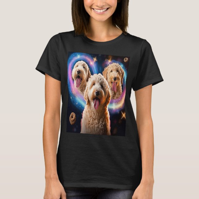 Goldendoodle In Space With Donuts Cute Doodle Boys T-Shirt (Vorderseite)