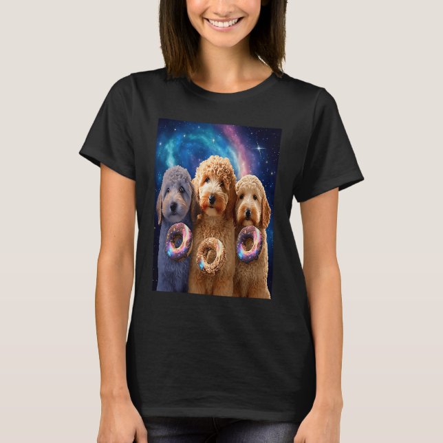 Goldendoodle In Space With Donuts Cute Doodle Boys T-Shirt (Vorderseite)