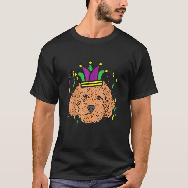 Goldendoodle Jester Hat Niedlich Mardi Gras Dog Ei T-Shirt (Vorderseite)