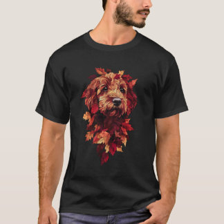 Goldendoodle Labradoodle Herbst Blätter Herbst Hun T-Shirt