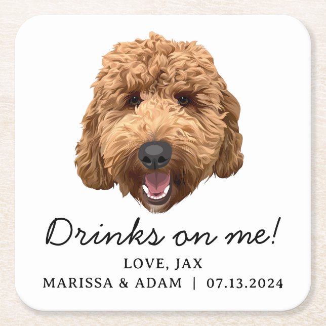 Goldendoodle Labradoodle Hochzeitspapier-Untersetz Rechteckiger Pappuntersetzer (Vorderseite)