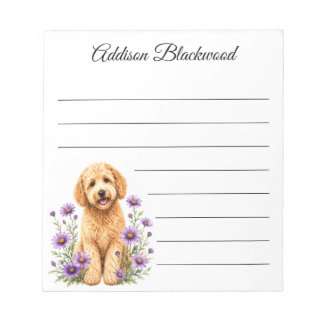 Goldendoodle Lila Gänseblümchen liniertes Personal Notizblock