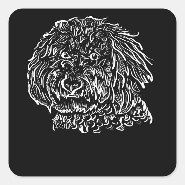 Goldendoodle Line Kunst - Paradies für Kletterhexe Quadratischer Aufkleber (Vorderseite)