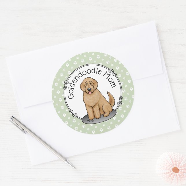 Goldendoodle-Mama Doodle-Mama (goldrot) Hundemutte Runder Aufkleber (Umschlag)