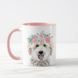 Goldendoodle Mama Rosa Blume Portrait Tasse