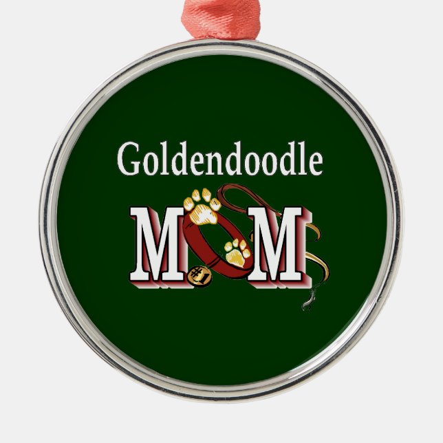 Goldendoodle-Mama Silbernes Ornament (Vorne)
