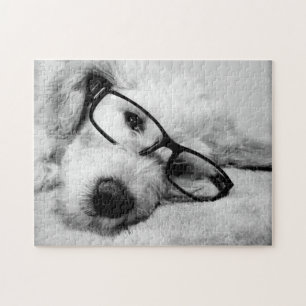 Goldendoodle mit Brille Puzzle