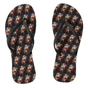 Goldendoodle mit dem Weihnachtsmann Festives Weihn Flip Flops