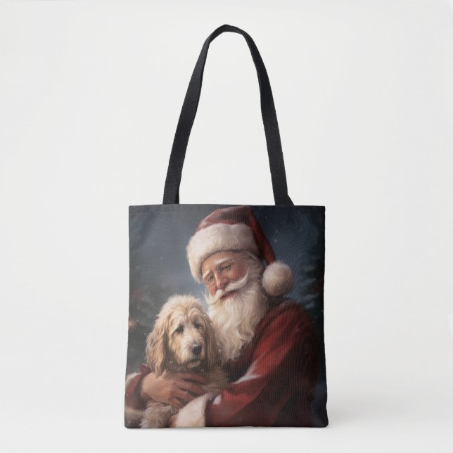 Goldendoodle mit dem Weihnachtsmann Weihnachten (Vorderseite)