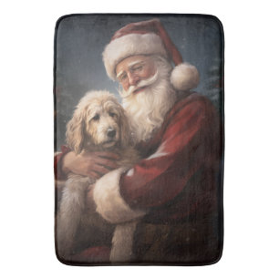 Goldendoodle mit dem Weihnachtsmann Weihnachten Badematte