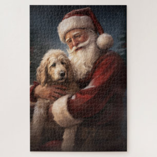 Goldendoodle mit dem Weihnachtsmann Weihnachten Puzzle