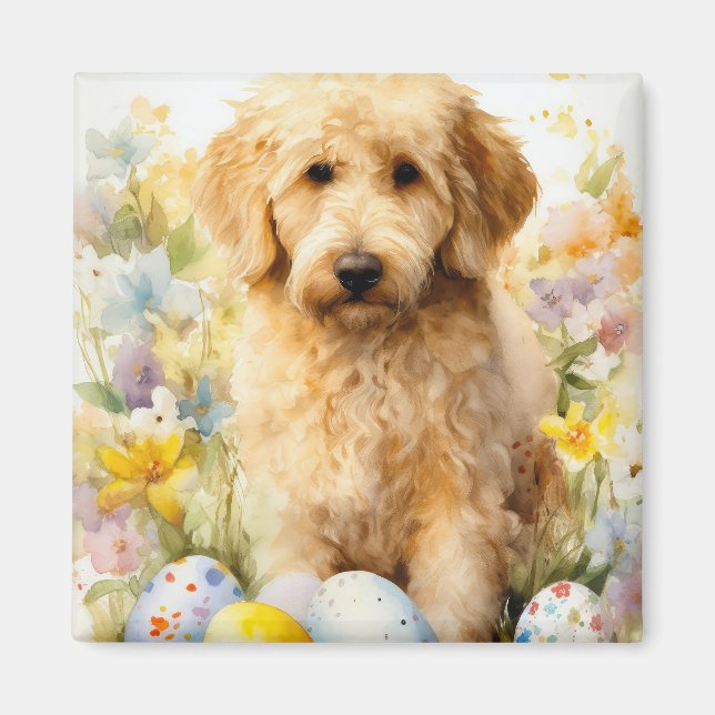 Goldendoodle mit Ostereiern Magnet (Vorne)