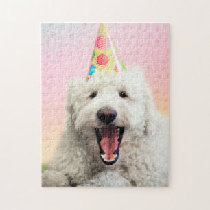 Goldendoodle mit Party-Hut Puzzle