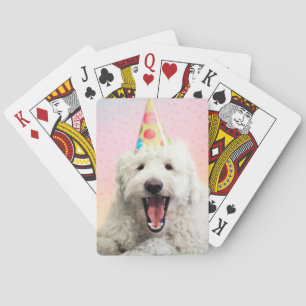 Goldendoodle mit Party-Hut Spielkarten