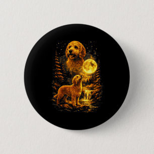 Goldendoodle Mondnacht Kunst Hund Heult Bei Dem Button