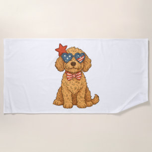 Goldendoodle patriotische Clipart Strandtuch