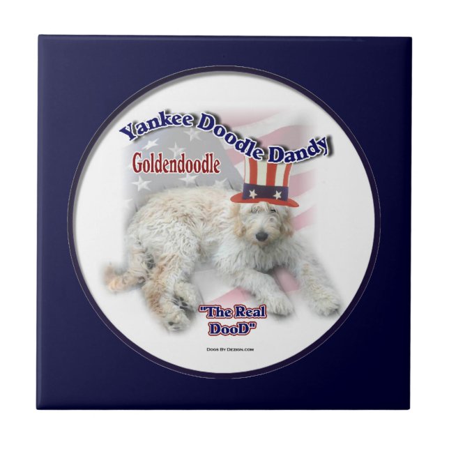 Goldendoodle politischer Spaß Fliese (Vorderseite)