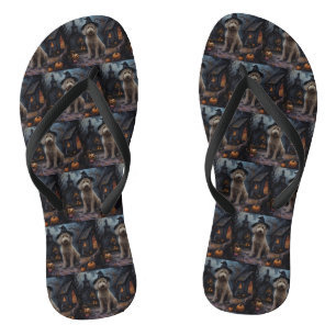 Goldendoodle Pumpkins Halloween Beängstigend Flip Flops