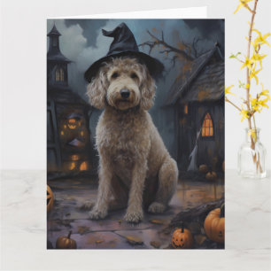 Goldendoodle Pumpkins Halloween Beängstigend Karte
