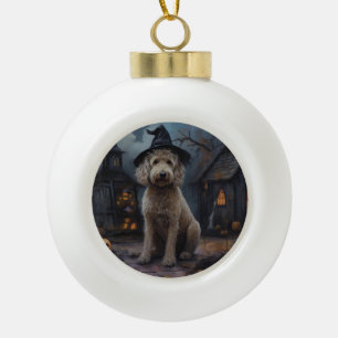 Goldendoodle Pumpkins Halloween Beängstigend Keramik Kugel-Ornament