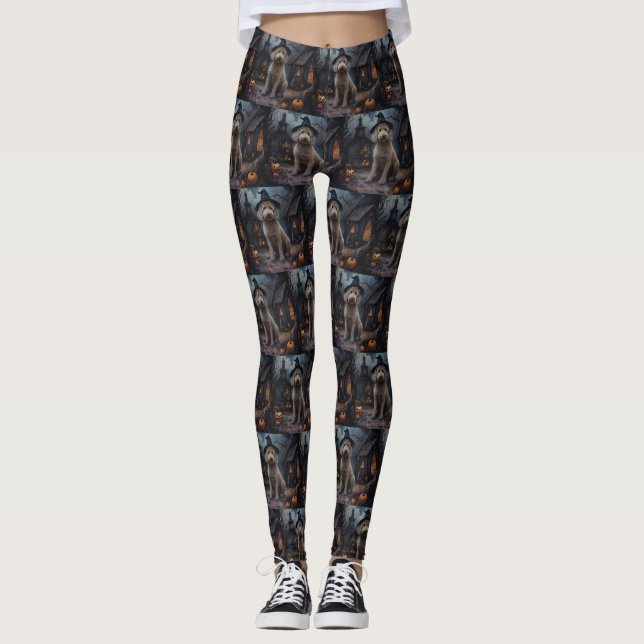 Goldendoodle Pumpkins Halloween Beängstigend Leggings (Vorderseite)