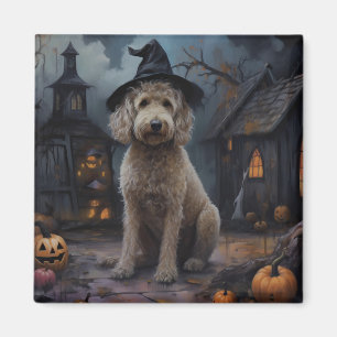 Goldendoodle Pumpkins Halloween Beängstigend Magnet