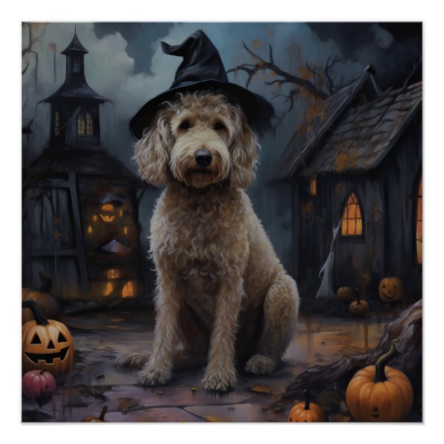 Goldendoodle Pumpkins Halloween Beängstigend Poster (Vorderseite)