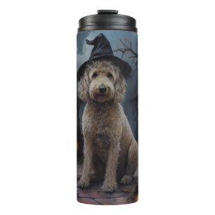 Goldendoodle Pumpkins Halloween Beängstigend Thermosbecher