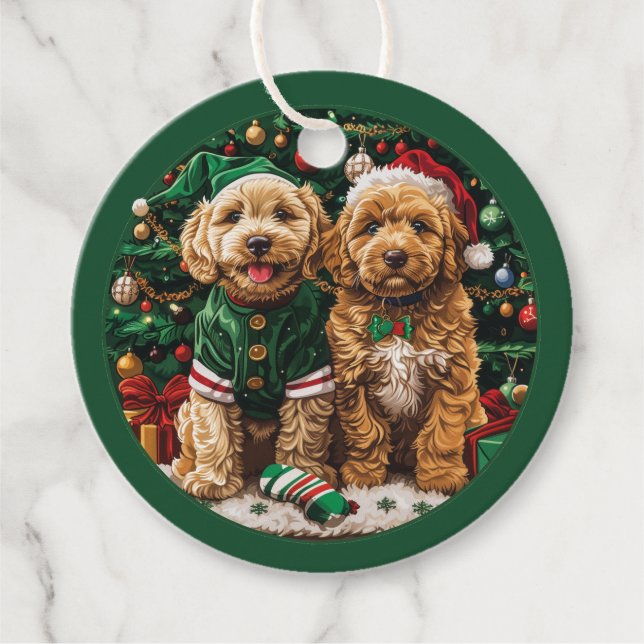 Goldendoodle Puppy Hunde Geschenkanhänger (Vorderseite)