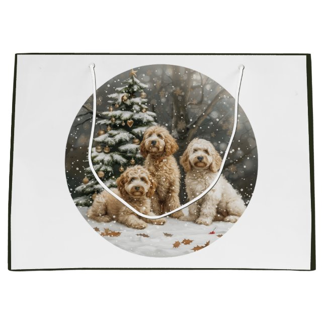 Goldendoodle Puppy Hunde Große Geschenktüte (Vorderseite)