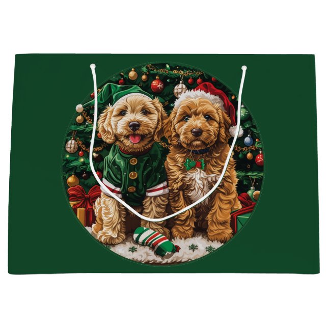 Goldendoodle Puppy Hunde Große Geschenktüte (Vorderseite)