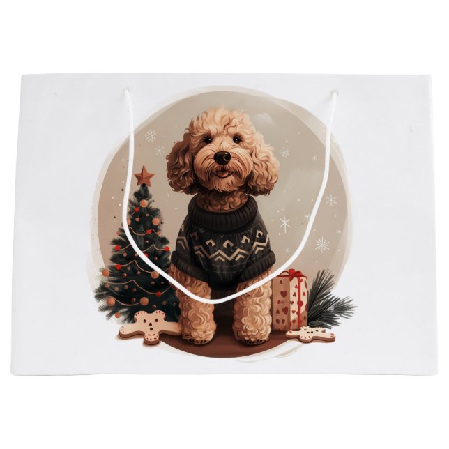 Goldendoodle Puppy Hunde Große Geschenktüte (Vorderseite)