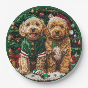 Goldendoodle Puppy Hunde Pappteller