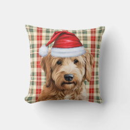 Goldendoodle Red Green Holiday Kariert Weihnachten Kissen