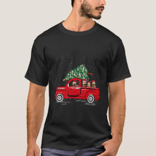 Goldendoodle Riding Red Truck Santa Pajamas T-Shirt