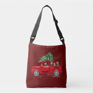 Goldendoodle Riding Red Truck Weihnachten Paja Tragetaschen Mit Langen Trägern