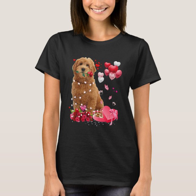 Goldendoodle Rose Heart Happy Valentine Day Dog Mo T-Shirt (Vorderseite)