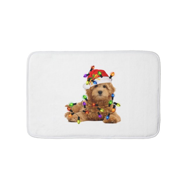 Goldendoodle Santa Dog Badematte (Vorderseite)